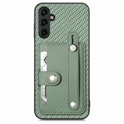 C1-01 For Samsung Galaxy A34 5G Wristband Design Card Holder Leather Coating Phone Cover