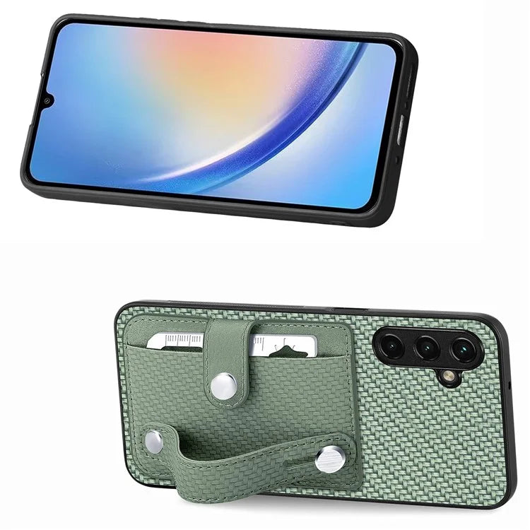 C1-01 For Samsung Galaxy A35 5G Drop Resistant Card Holder Leather Coating Phone Cover