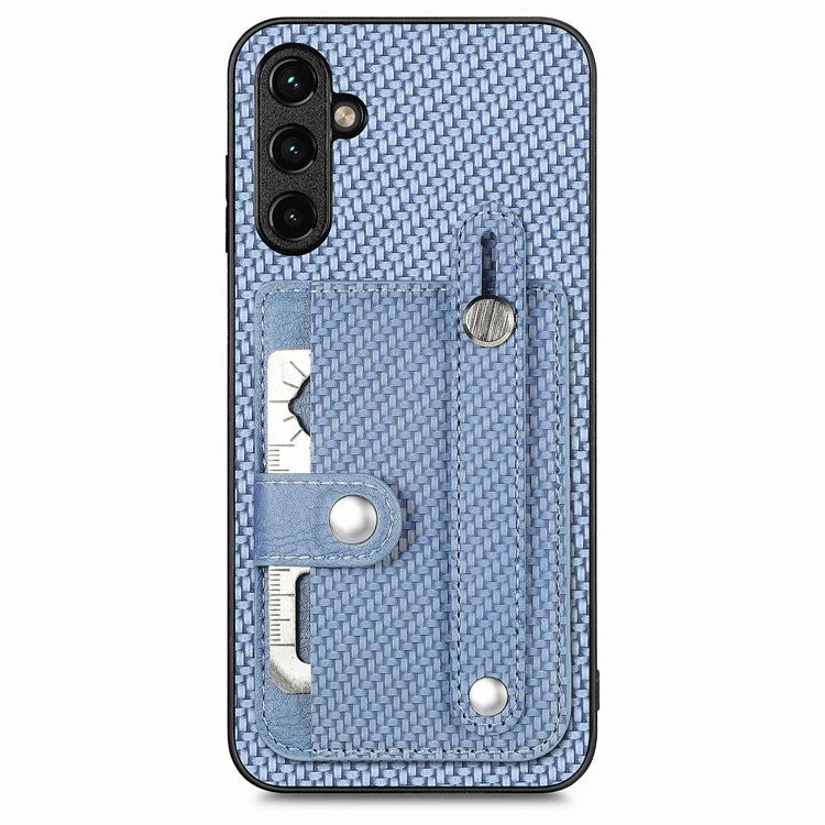 C1-01 For Samsung Galaxy A55 5G Slim-Fit Cover Card Holder Wristband PU Leather+TPU+PC Phone Case