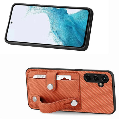 C1-01 For Samsung Galaxy A55 5G Slim-Fit Cover Card Holder Wristband PU Leather+TPU+PC Phone Case