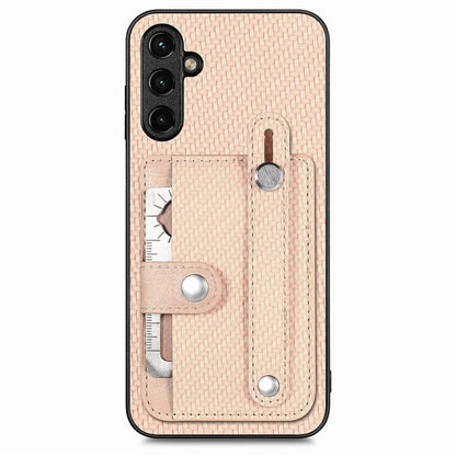 C1-01 For Samsung Galaxy A55 5G Slim-Fit Cover Card Holder Wristband PU Leather+TPU+PC Phone Case