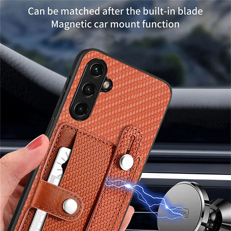 C1-01 For Samsung Galaxy A55 5G Slim-Fit Cover Card Holder Wristband PU Leather+TPU+PC Phone Case