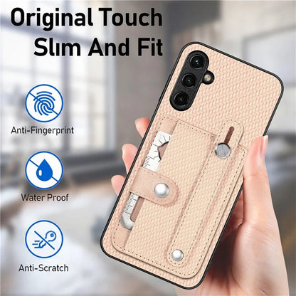 C1-01 For Samsung Galaxy A54 5G PU Leather+TPU+PC Cover Carbon Fiber Texture Shell Card Holder Phone Case
