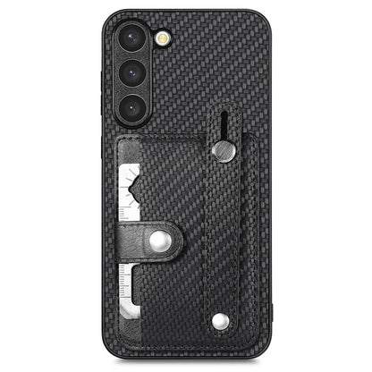 C1-01 For Samsung Galaxy S23+ PU Leather+TPU+PC Phone Cover Slim-fit Shockproof Case with Card Holder Wristband