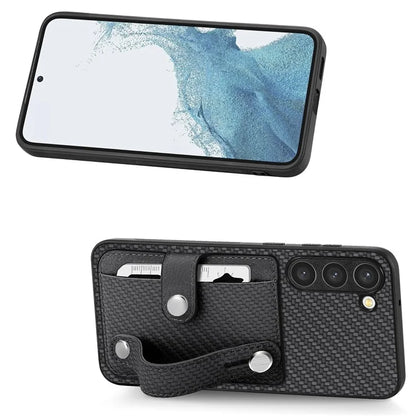 C1-01 For Samsung Galaxy S23+ PU Leather+TPU+PC Phone Cover Slim-fit Shockproof Case with Card Holder Wristband