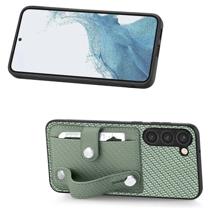 C1-01 For Samsung Galaxy S23+ PU Leather+TPU+PC Phone Cover Slim-fit Shockproof Case with Card Holder Wristband