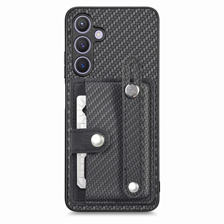 C1-01 For Samsung Galaxy S24 Case Wristband Design Leather Coating Back Phone Cover