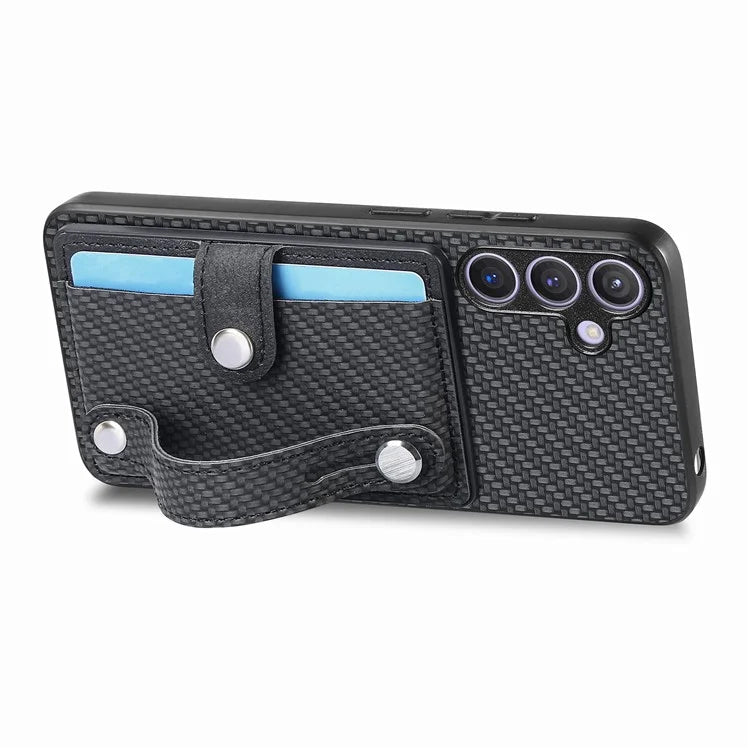 C1-01 For Samsung Galaxy S24 Case Wristband Design Leather Coating Back Phone Cover