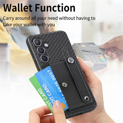 C1-01 For Samsung Galaxy S24 Case Wristband Design Leather Coating Back Phone Cover