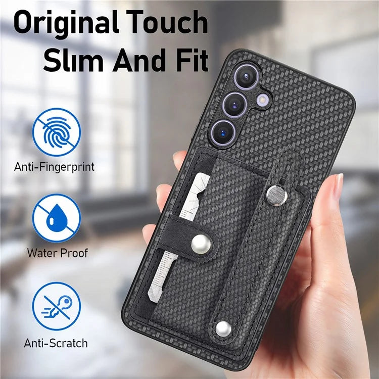 C1-01 For Samsung Galaxy S24 Case Wristband Design Leather Coating Back Phone Cover