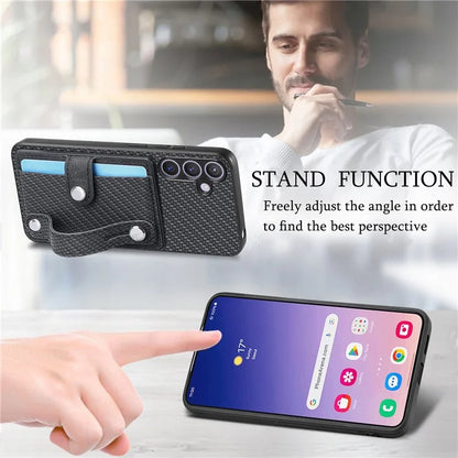 C1-01 For Samsung Galaxy S24 Case Wristband Design Leather Coating Back Phone Cover
