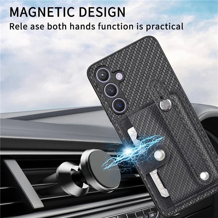 C1-01 For Samsung Galaxy S24 Case Wristband Design Leather Coating Back Phone Cover
