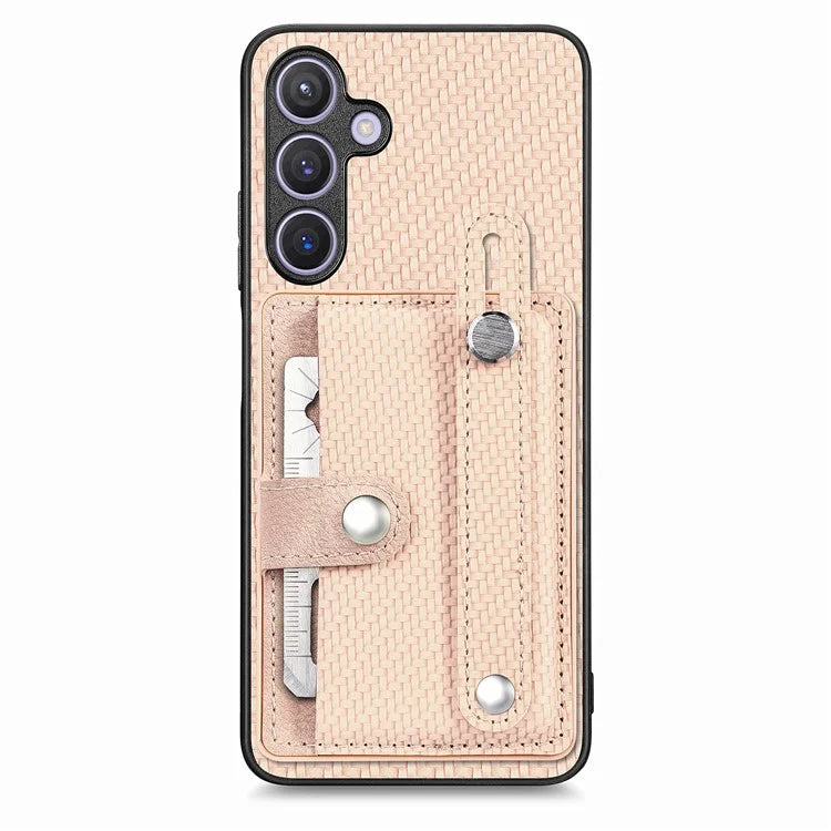 C1-01 For Samsung Galaxy S24 Case Wristband Design Leather Coating Back Phone Cover