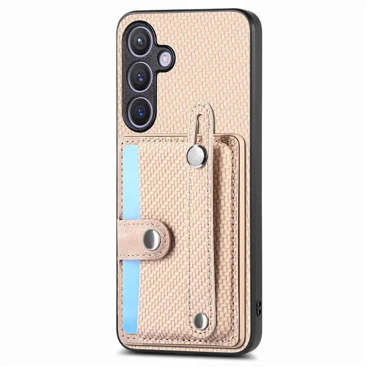 C1-01 For Samsung Galaxy S24 Case Wristband Design Leather Coating Back Phone Cover