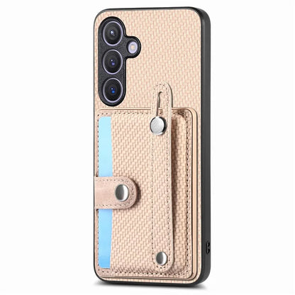 C1-01 For Samsung Galaxy S24 Case Wristband Design Leather Coating Back Phone Cover