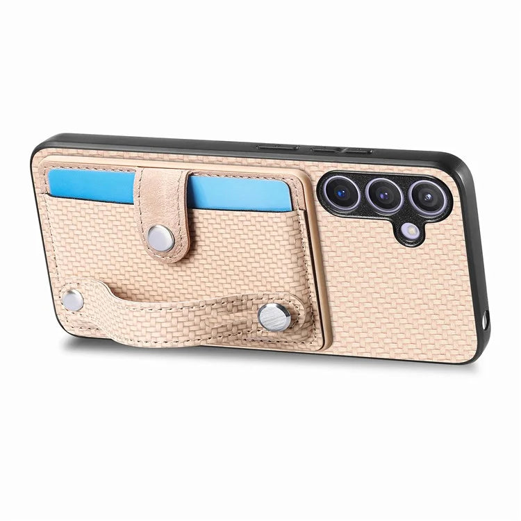 C1-01 For Samsung Galaxy S24 Case Wristband Design Leather Coating Back Phone Cover