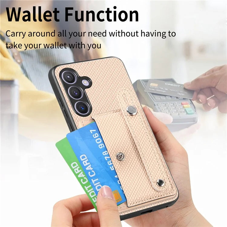 C1-01 For Samsung Galaxy S24 Case Wristband Design Leather Coating Back Phone Cover