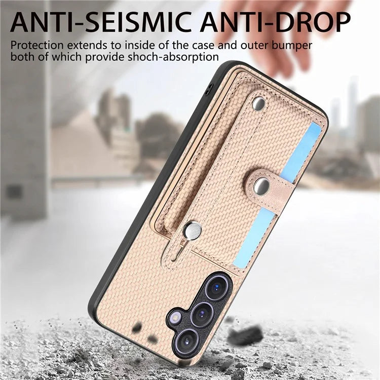 C1-01 For Samsung Galaxy S24 Case Wristband Design Leather Coating Back Phone Cover