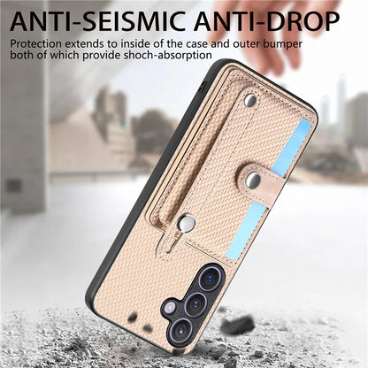 C1-01 For Samsung Galaxy S24 Case Wristband Design Leather Coating Back Phone Cover