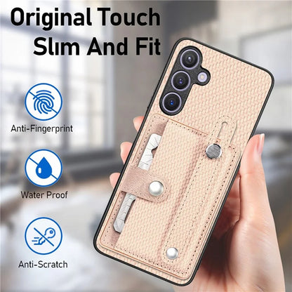 C1-01 For Samsung Galaxy S24 Case Wristband Design Leather Coating Back Phone Cover