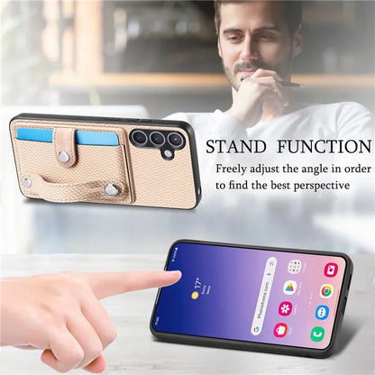 C1-01 For Samsung Galaxy S24 Case Wristband Design Leather Coating Back Phone Cover