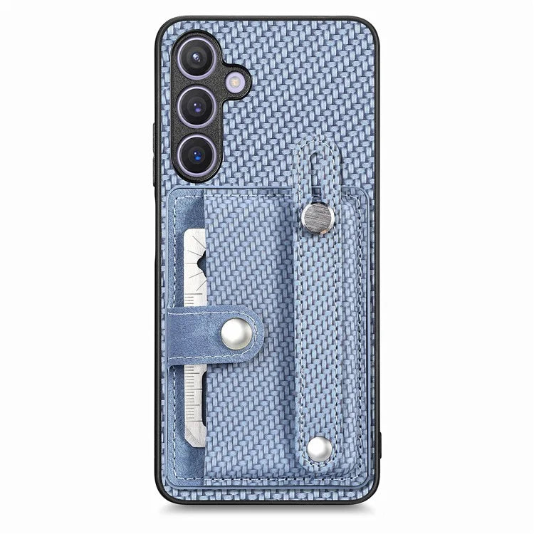 C1-01 For Samsung Galaxy S24 Case Wristband Design Leather Coating Back Phone Cover