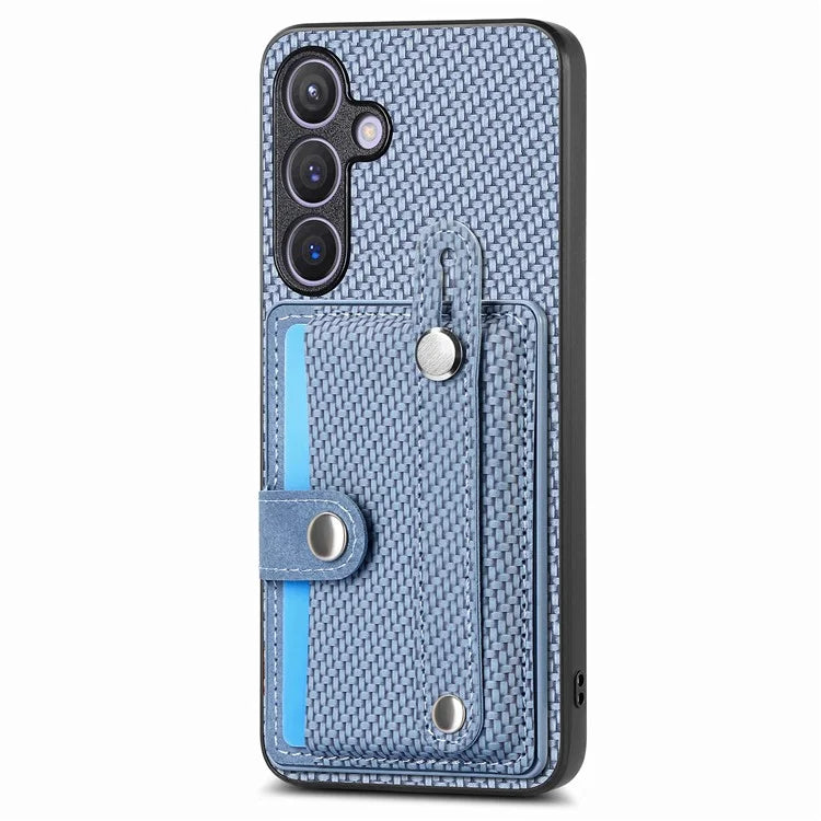 C1-01 For Samsung Galaxy S24 Case Wristband Design Leather Coating Back Phone Cover