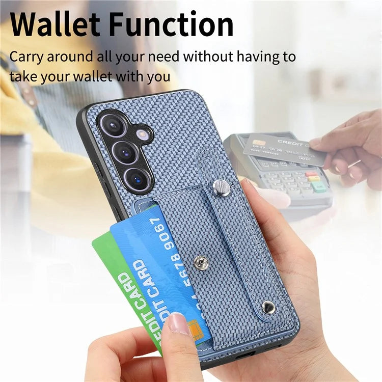 C1-01 For Samsung Galaxy S24 Case Wristband Design Leather Coating Back Phone Cover