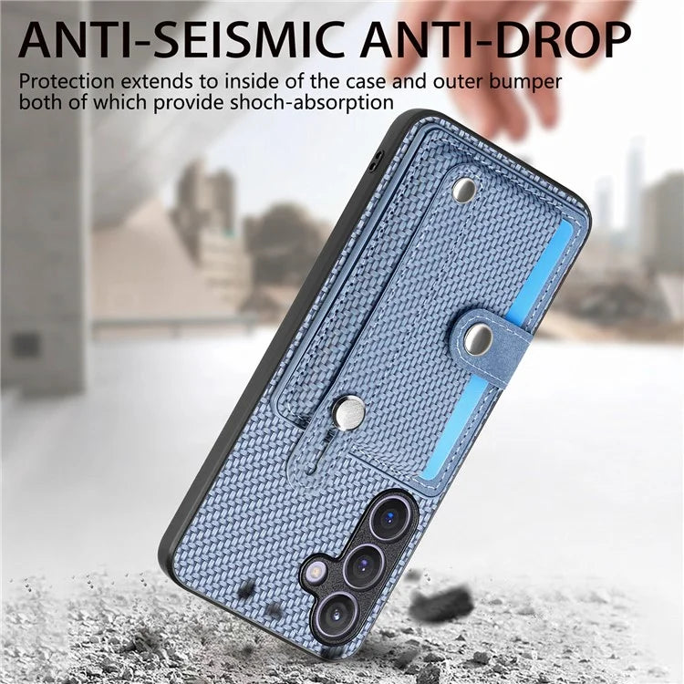 C1-01 For Samsung Galaxy S24 Case Wristband Design Leather Coating Back Phone Cover