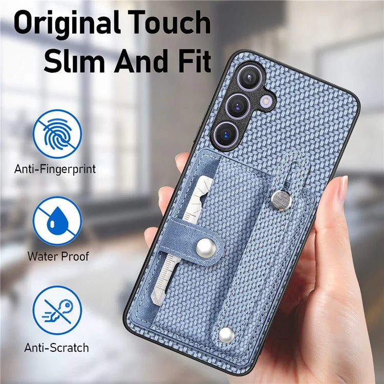 C1-01 For Samsung Galaxy S24 Case Wristband Design Leather Coating Back Phone Cover