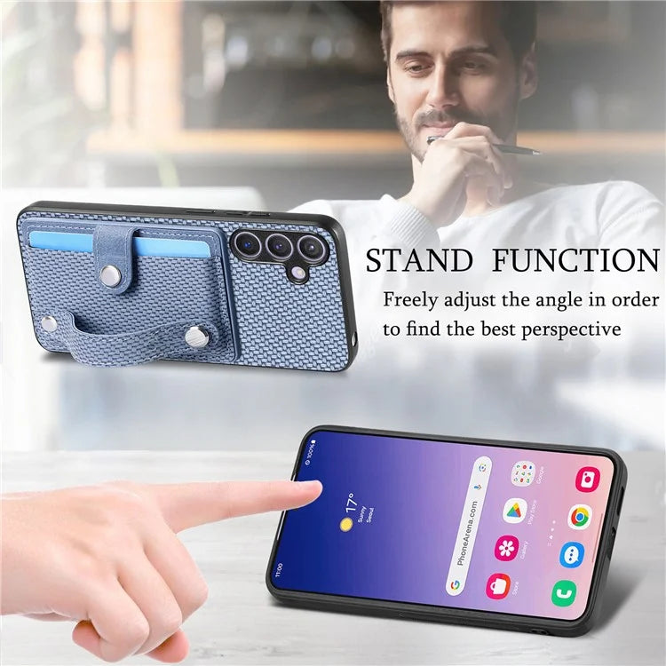 C1-01 For Samsung Galaxy S24 Case Wristband Design Leather Coating Back Phone Cover