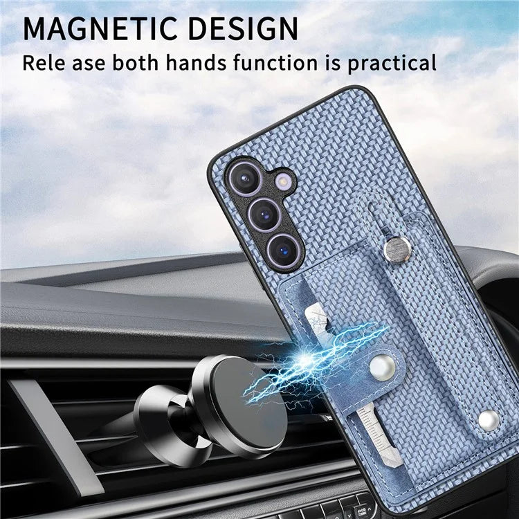 C1-01 For Samsung Galaxy S24 Case Wristband Design Leather Coating Back Phone Cover
