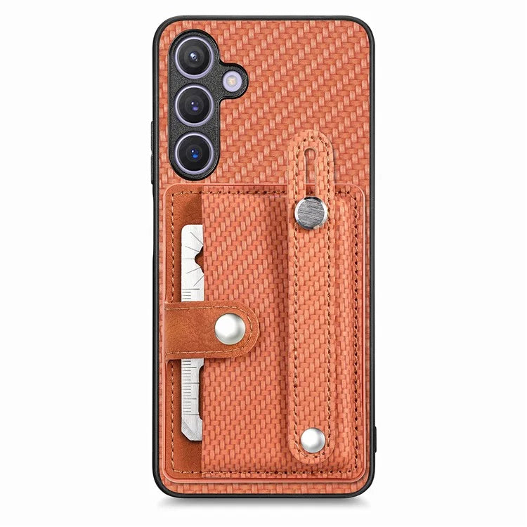 C1-01 For Samsung Galaxy S24 Case Wristband Design Leather Coating Back Phone Cover