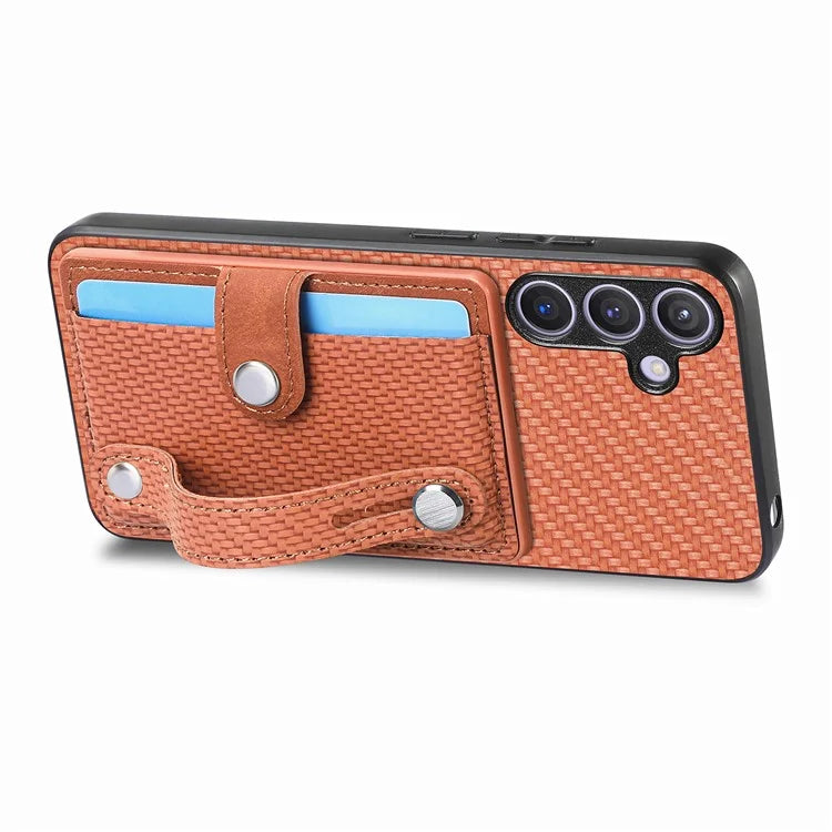 C1-01 For Samsung Galaxy S24 Case Wristband Design Leather Coating Back Phone Cover
