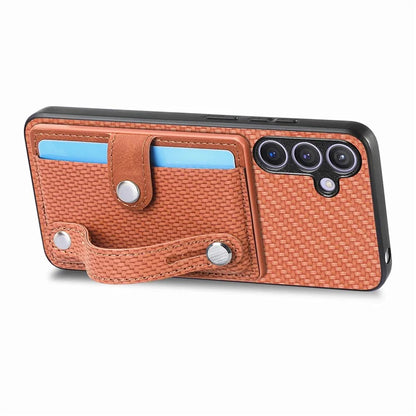 C1-01 For Samsung Galaxy S24 Case Wristband Design Leather Coating Back Phone Cover