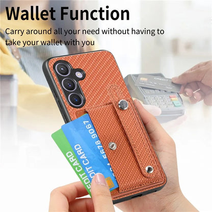 C1-01 For Samsung Galaxy S24 Case Wristband Design Leather Coating Back Phone Cover