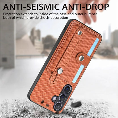 C1-01 For Samsung Galaxy S24 Case Wristband Design Leather Coating Back Phone Cover