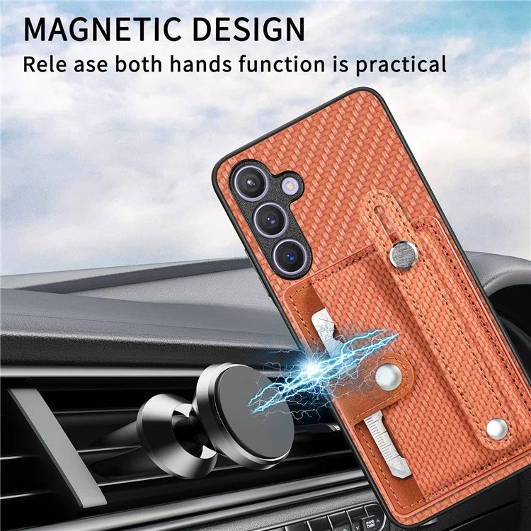 C1-01 For Samsung Galaxy S24 Case Wristband Design Leather Coating Back Phone Cover