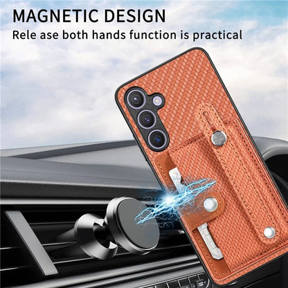C1-01 For Samsung Galaxy S24 Case Wristband Design Leather Coating Back Phone Cover