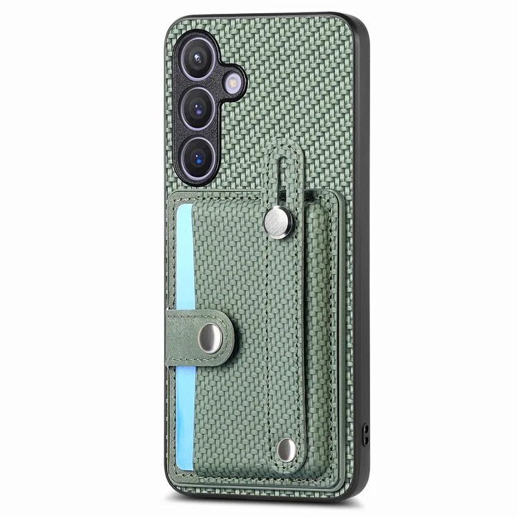 C1-01 For Samsung Galaxy S24 Case Wristband Design Leather Coating Back Phone Cover