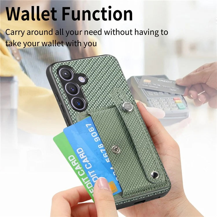 C1-01 For Samsung Galaxy S24 Case Wristband Design Leather Coating Back Phone Cover