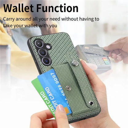 C1-01 For Samsung Galaxy S24 Case Wristband Design Leather Coating Back Phone Cover