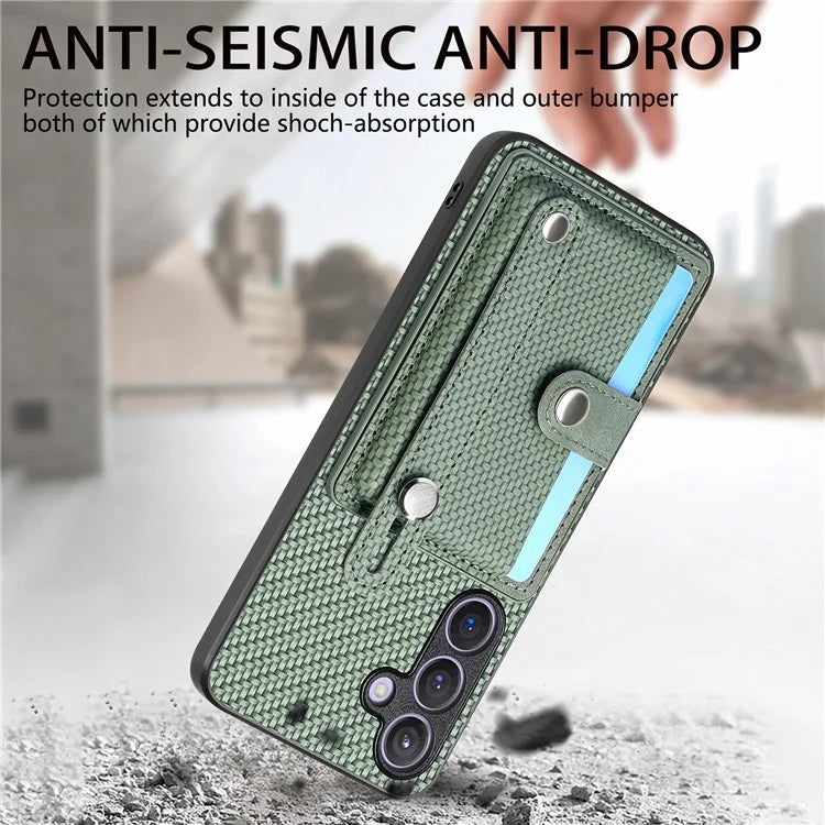 C1-01 For Samsung Galaxy S24 Case Wristband Design Leather Coating Back Phone Cover