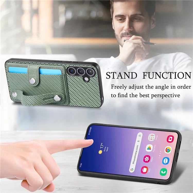 C1-01 For Samsung Galaxy S24 Case Wristband Design Leather Coating Back Phone Cover
