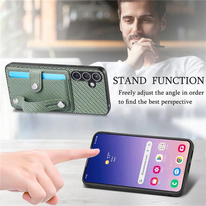 C1-01 For Samsung Galaxy S24 Case Wristband Design Leather Coating Back Phone Cover