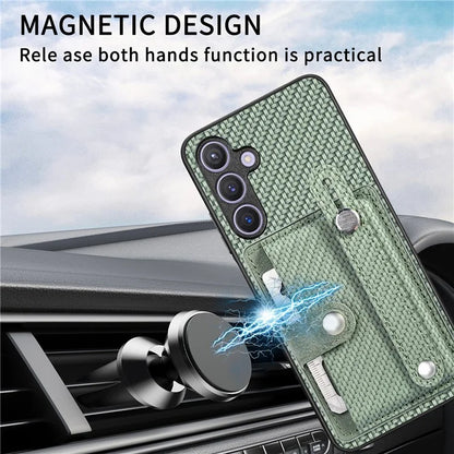 C1-01 For Samsung Galaxy S24 Case Wristband Design Leather Coating Back Phone Cover