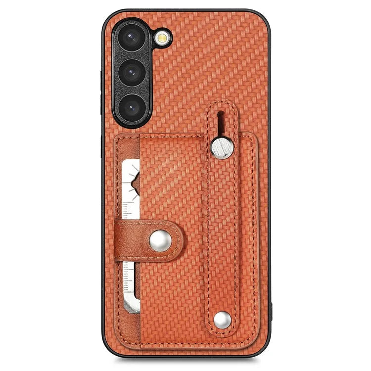 C1-01 For Samsung Galaxy S23 Case Card Slots Carbon Fiber Texture Phone Cover