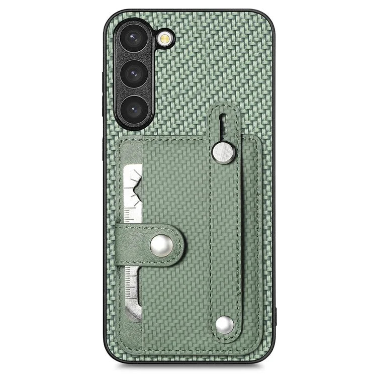 C1-01 For Samsung Galaxy S23 Case Card Slots Carbon Fiber Texture Phone Cover