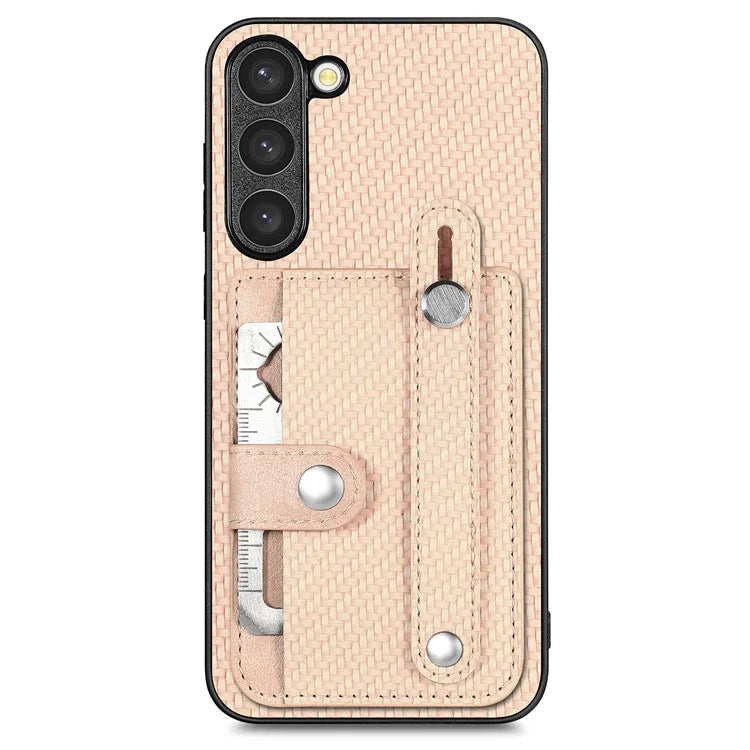C1-01 For Samsung Galaxy S23 Case Card Slots Carbon Fiber Texture Phone Cover