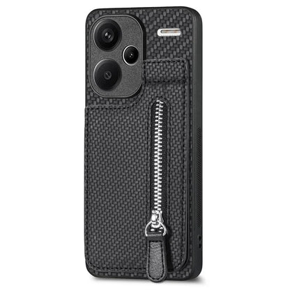 C1-03 For Xiaomi Redmi Note 13 Pro+ 5G Case Zipper Pocket Vertical Kickstand Carbon Fiber Phone Cover